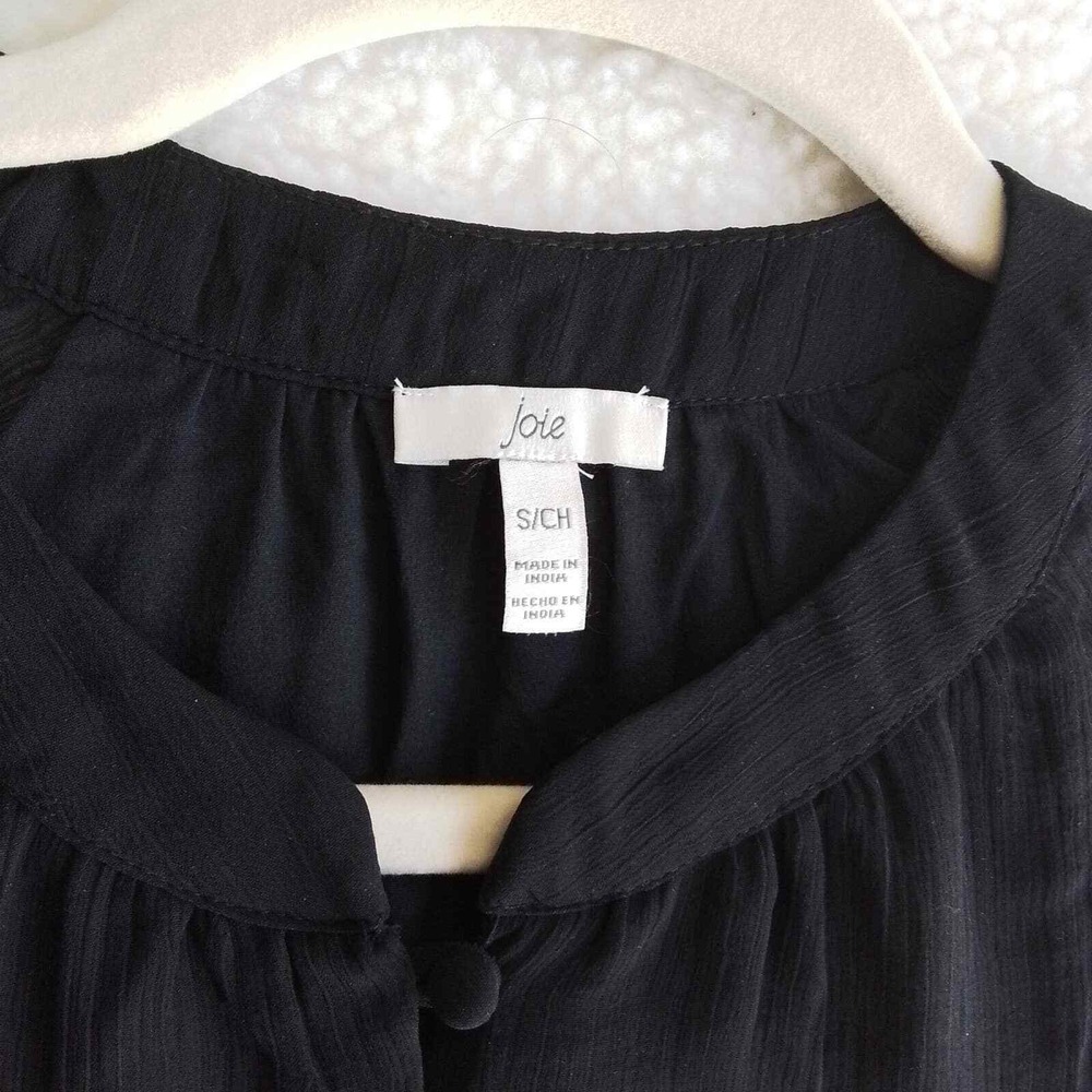 JOIE Chiffon Mini Dress Size Small‎ in Black w/ Balloon Sleeves - Picture 8 of 14